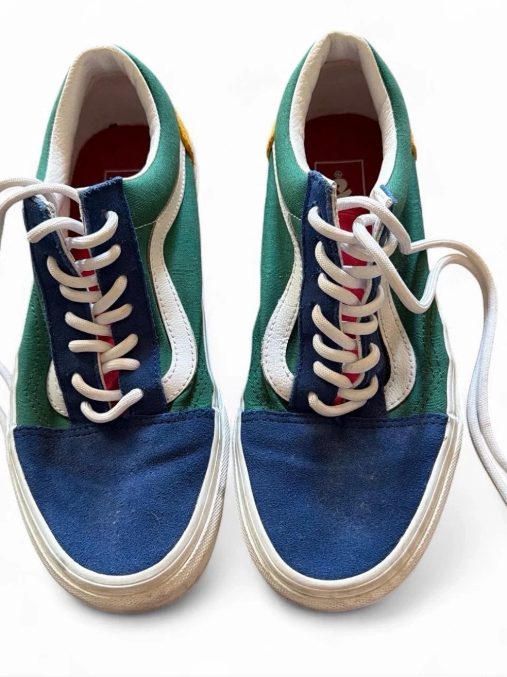 Vans Green & Blue Low-Top Canvas Sneakers with White Stripe